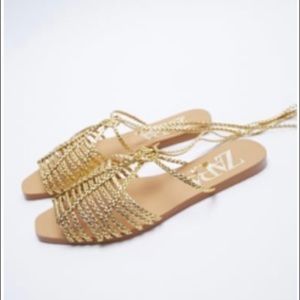 Zara Gold Strappy Sandals